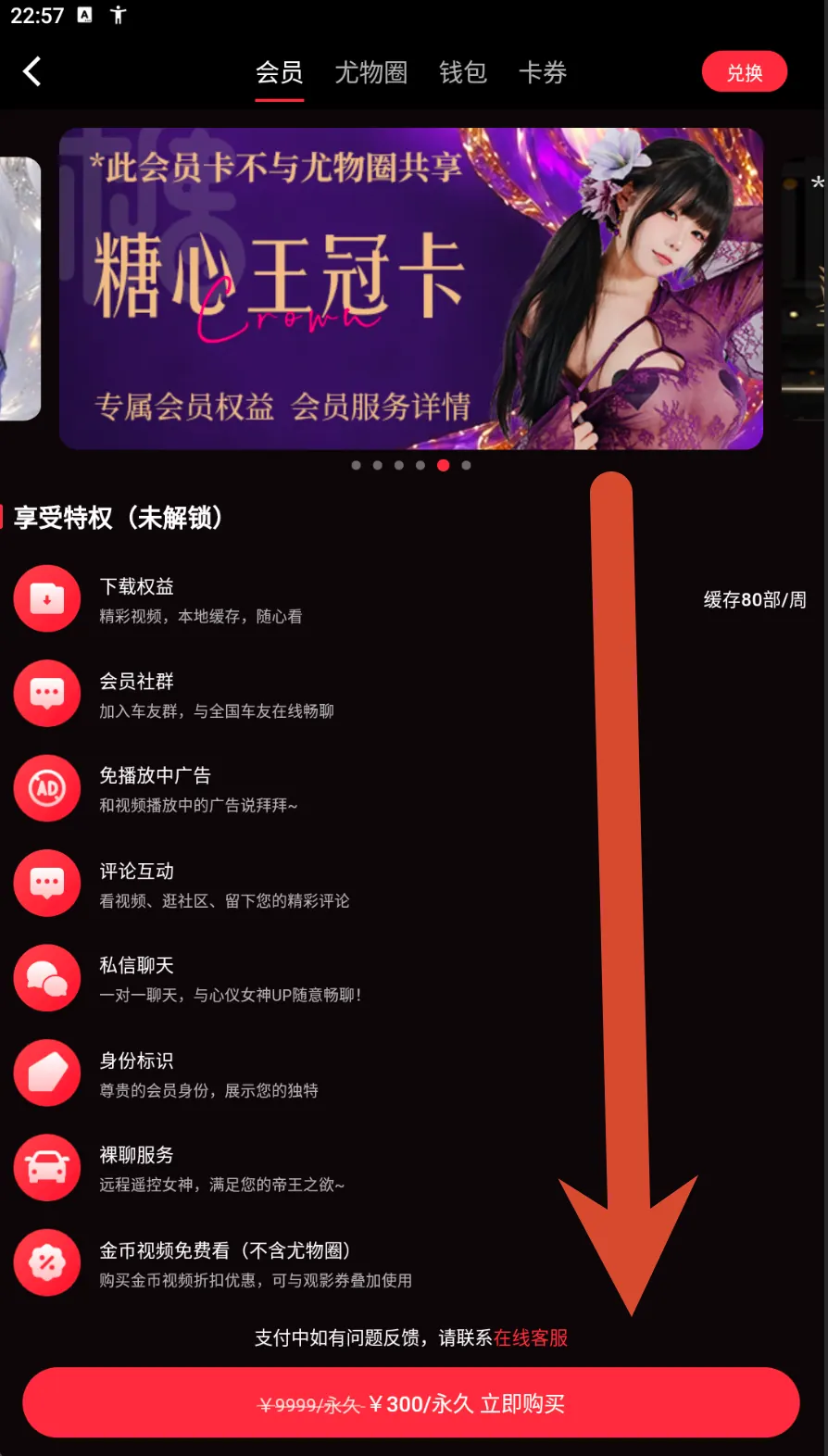 糖心王冠卡会员价格界面示例