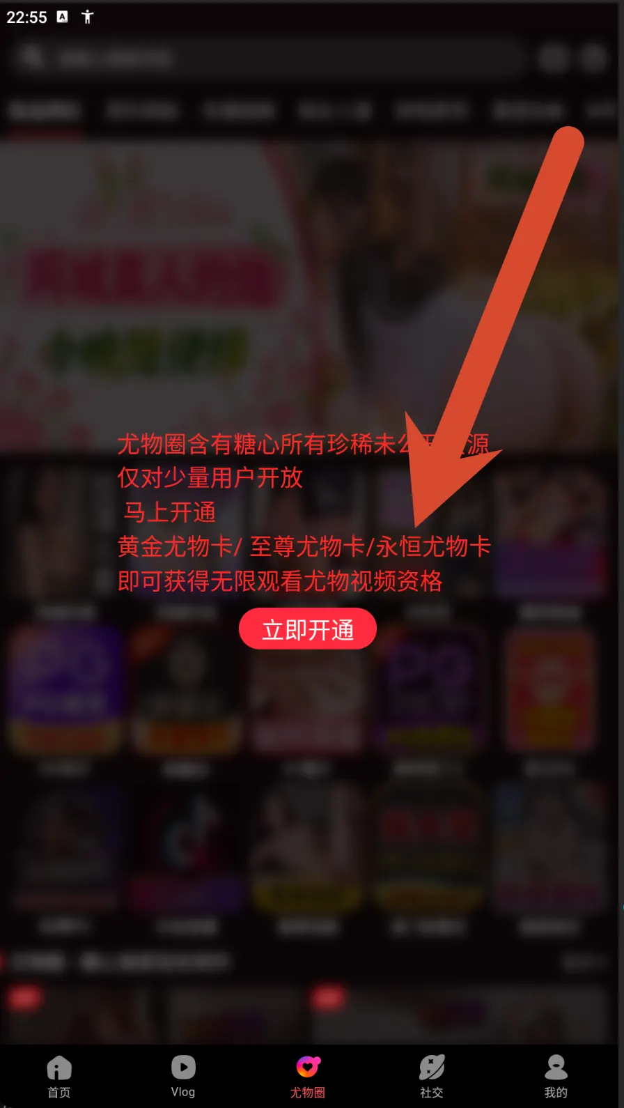 糖心Vlog宠物圈会员提示界面示例